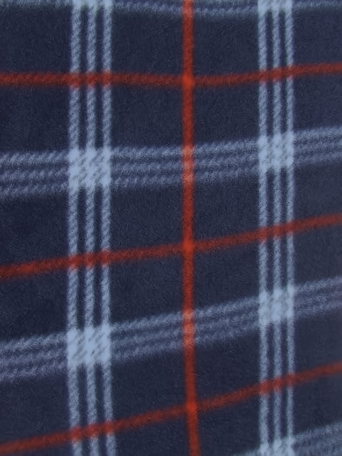 Tartan Plaid Polar Fleece Fabric / Navy/Red / Sold By The Yard