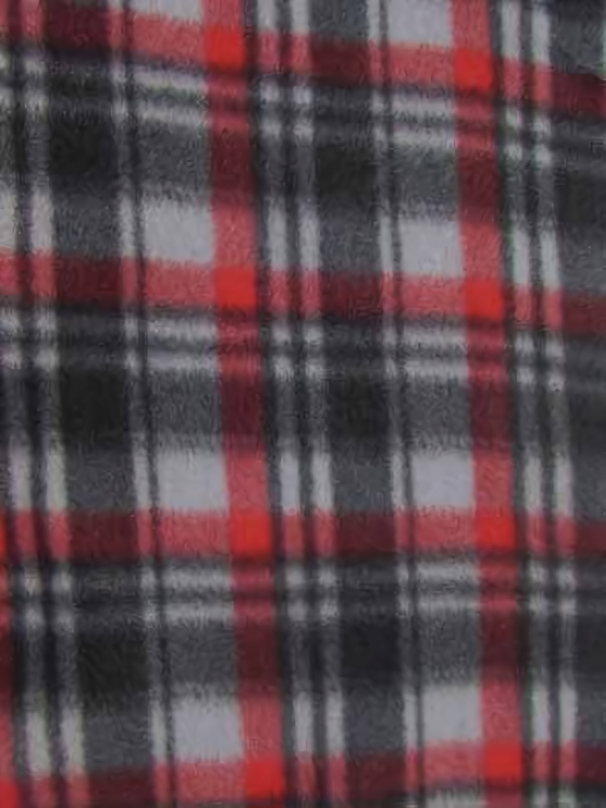 Tartan Plaid Polar Fleece Fabric / Gray/Red / Sold By The Yard