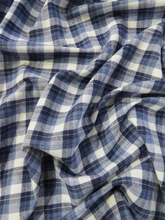 Tartan Plaid Uniform Apparel Flannel Fabric / Blue/White - 0