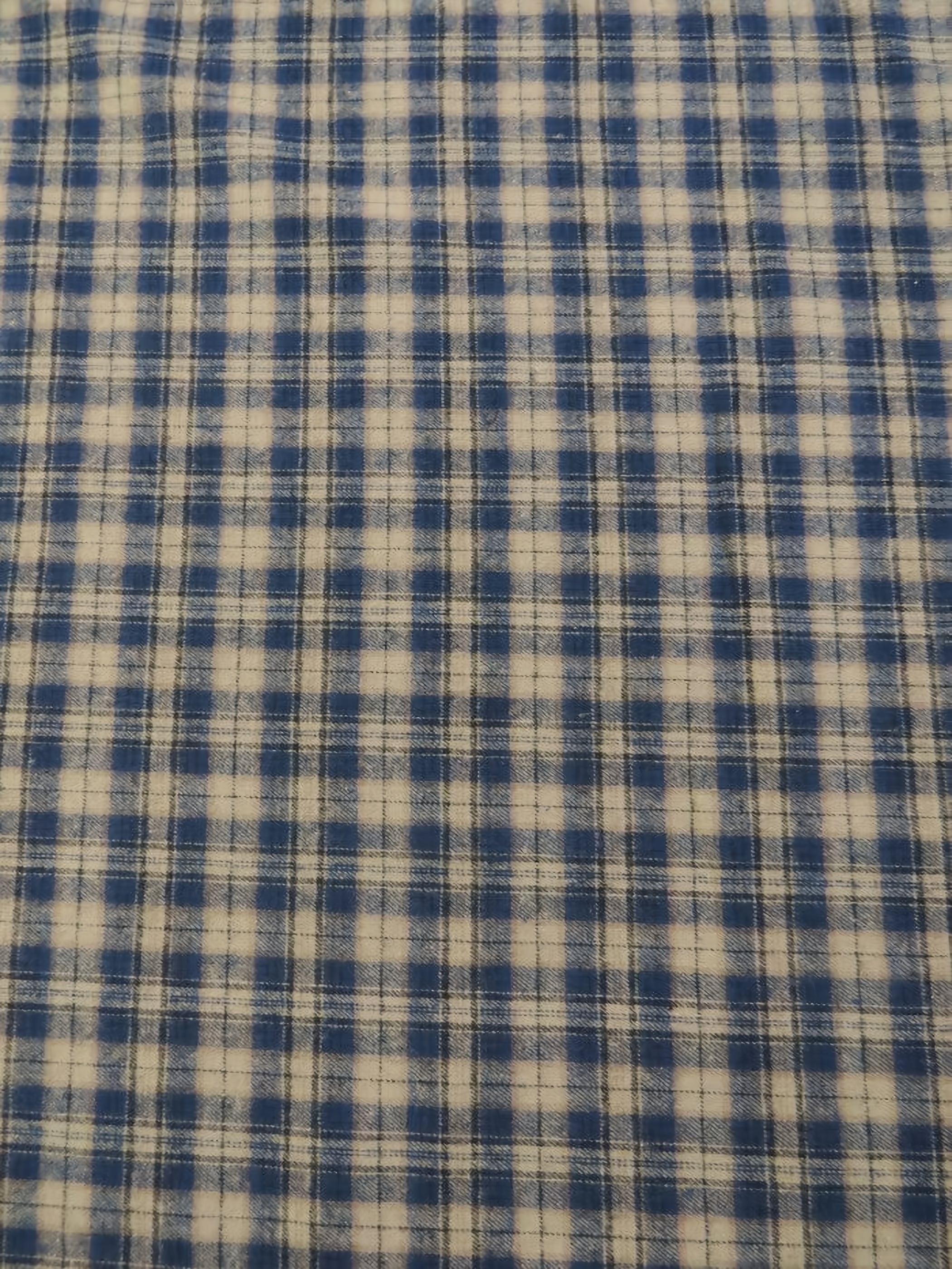 Tartan Plaid Uniform Apparel Flannel Fabric / Khaki/Blue