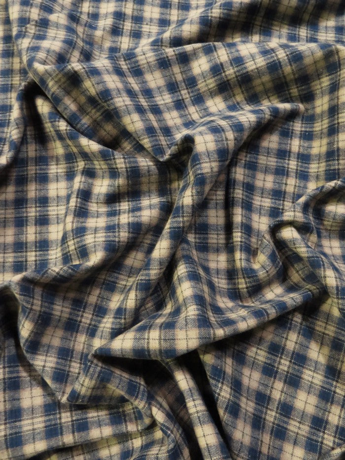 Tartan Plaid Uniform Apparel Flannel Fabric / Khaki/Blue - 0