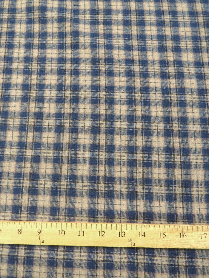 Tartan Plaid Uniform Apparel Flannel Fabric / Khaki/Blue