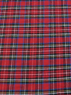 Tartan Plaid Uniform Apparel Flannel Fabric / Red/Multi-Color / Sold By The Yard