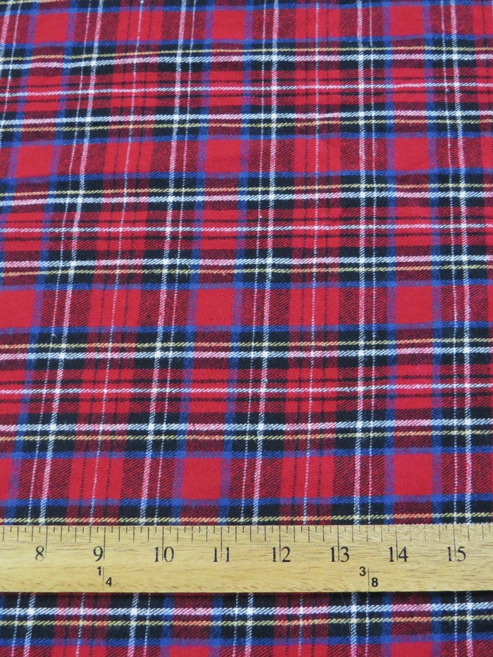 Tartan Plaid Uniform Apparel Flannel Fabric / Red/Multi-Color / Sold By The Yard