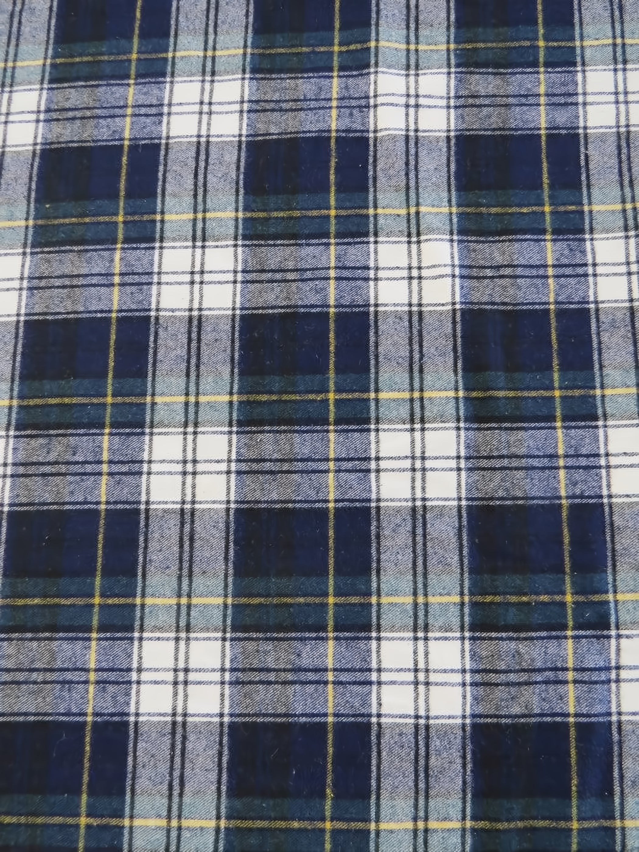 Tartan Plaid Uniform Apparel Flannel Fabric / Blue/Green/White