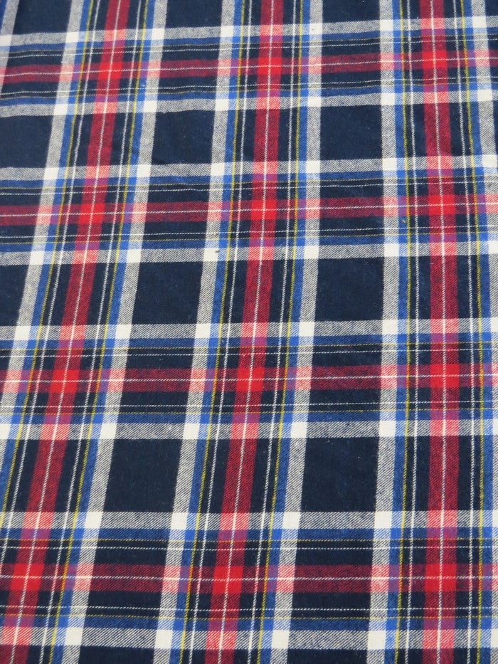 Tartan Plaid Uniform Apparel Flannel Fabric / Navy/Red / Sold By The Yard