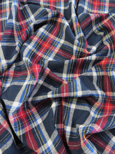 Tartan Plaid Uniform Apparel Flannel Fabric / Navy/Red / Sold By The Yard