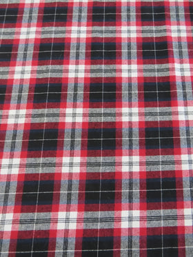 Tartan Plaid Uniform Apparel Flannel Fabric / Black/Red/White
