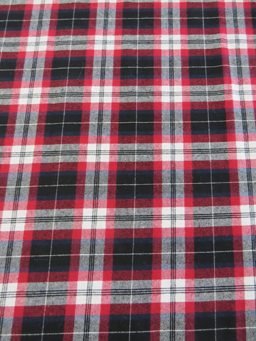 Tartan Plaid Uniform Apparel Flannel Fabric / Black/Red/White