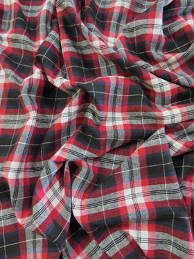 Tartan Plaid Uniform Apparel Flannel Fabric / Black/Red/White - 0