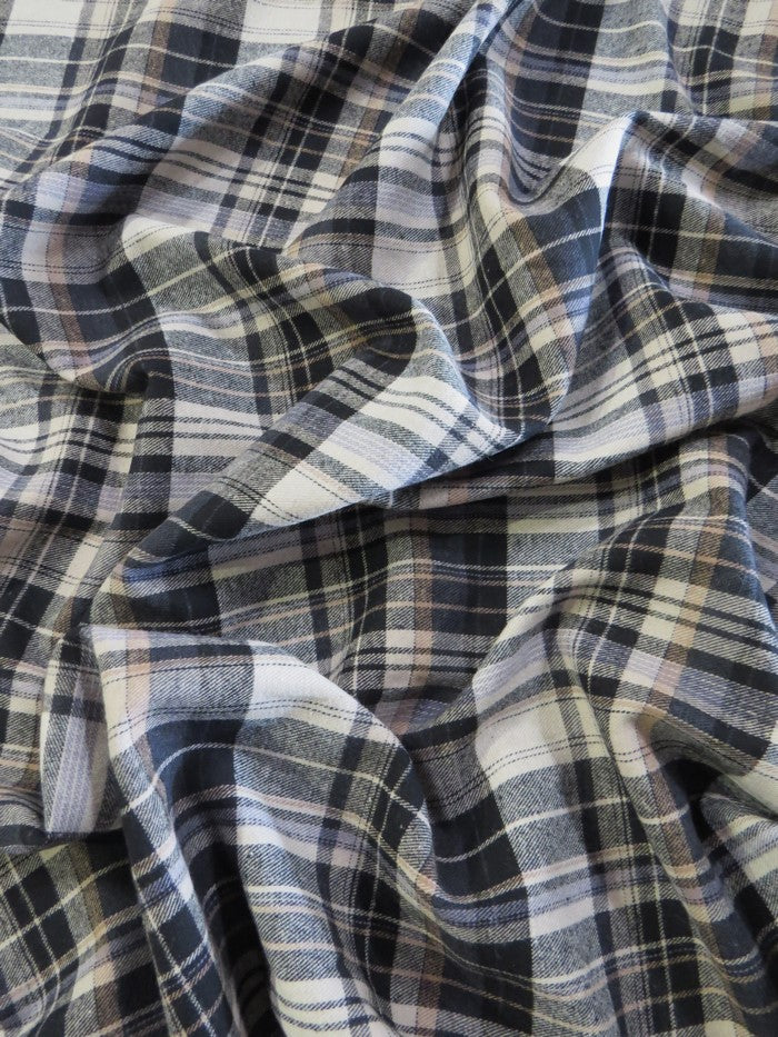 Tartan Plaid Uniform Apparel Flannel Fabric / Gray/Black/Yellow - 0