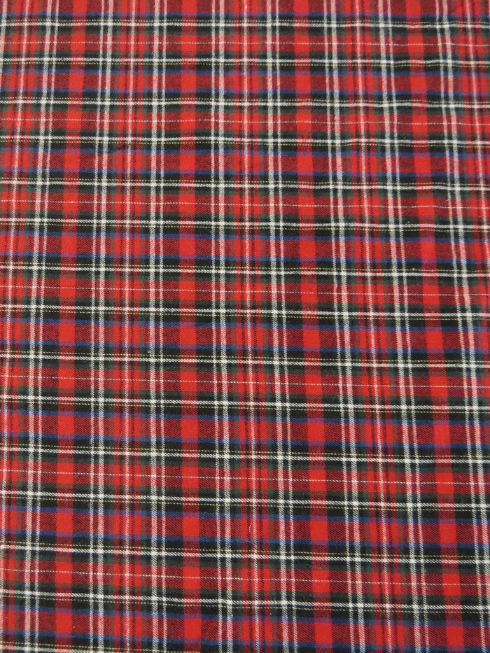 Tartan Plaid Uniform Apparel Flannel Fabric / Red/Black