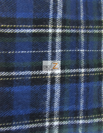 Tartan Plaid Uniform Apparel Flannel Fabric / White/Navy / Sold By The Yard