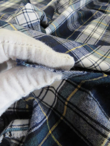 Tartan Plaid Uniform Apparel Flannel Fabric / Navy/Green - 0