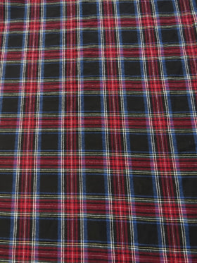 Tartan Plaid Uniform Apparel Flannel Fabric / Black/Red