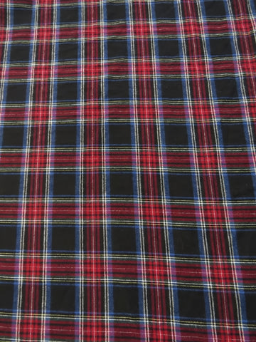 Tartan Plaid Uniform Apparel Flannel Fabric / Black/Red