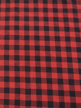 Tartan Plaid Uniform Apparel Flannel Fabric / Buffalo Red/Black / Sold By The Yard