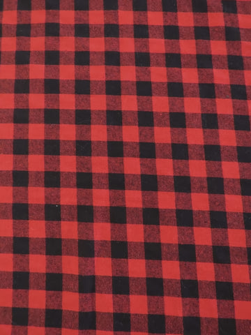 Tartan Plaid Uniform Apparel Flannel Fabric / Buffalo Red/Black / Sold By The Yard