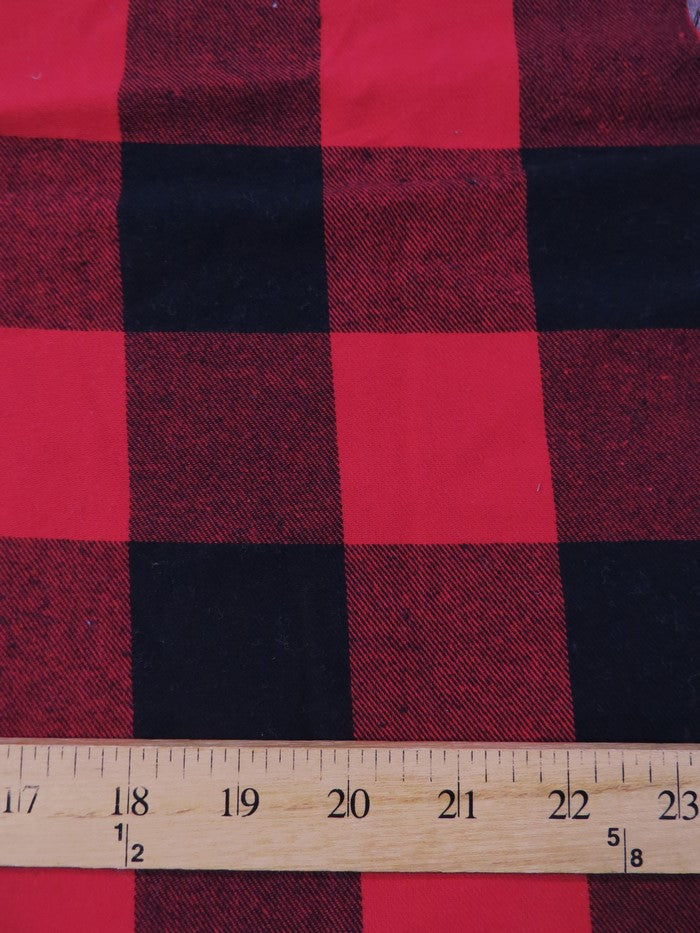 Tartan Plaid Uniform Apparel Flannel Fabric / Big Buffalo Red/Black / Sold By The Yard - 0