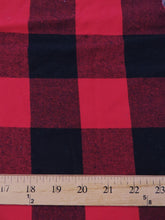 Tartan Plaid Uniform Apparel Flannel Fabric / Big Buffalo Red/Black / Sold By The Yard
