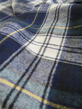 Tartan Plaid Uniform Apparel Flannel Fabric / Blue/White/Olive / 30 Yard Roll - 0
