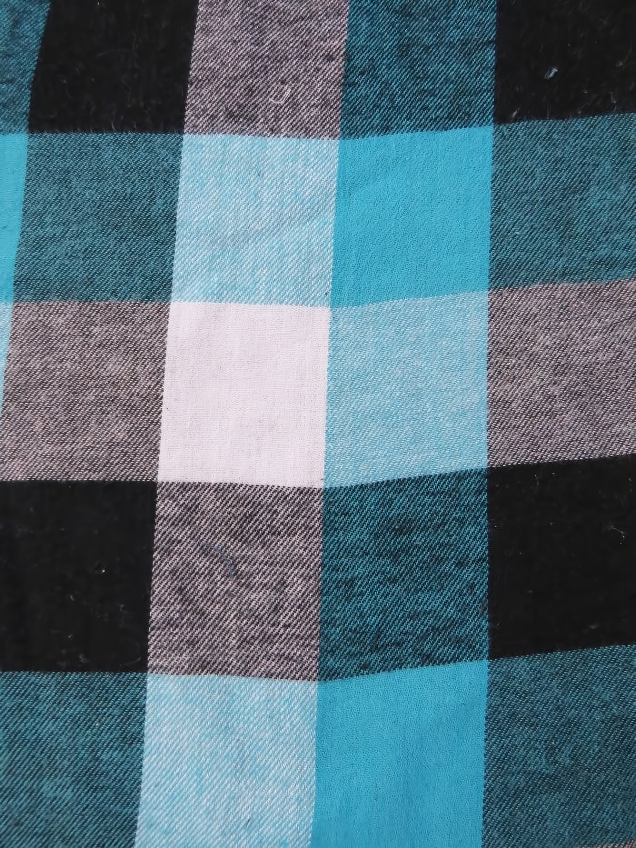 Tartan Plaid Uniform Apparel Flannel Fabric / Multi Turquoise/Black / Sold By The Yard