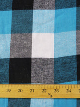 Tartan Plaid Uniform Apparel Flannel Fabric / Multi Turquoise/Black / Sold By The Yard