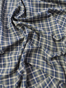 Tartan Plaid Uniform Apparel Flannel Fabric / Olive/Blue - 0