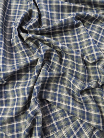 Tartan Plaid Uniform Apparel Flannel Fabric / Olive/Blue - 0