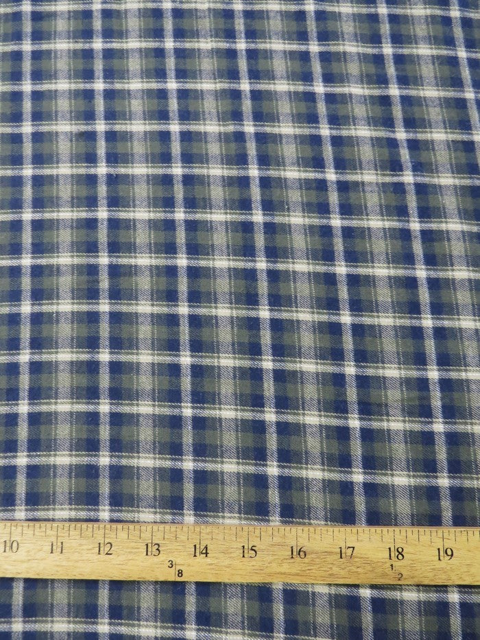 Tartan Plaid Uniform Apparel Flannel Fabric / Olive/Blue-3