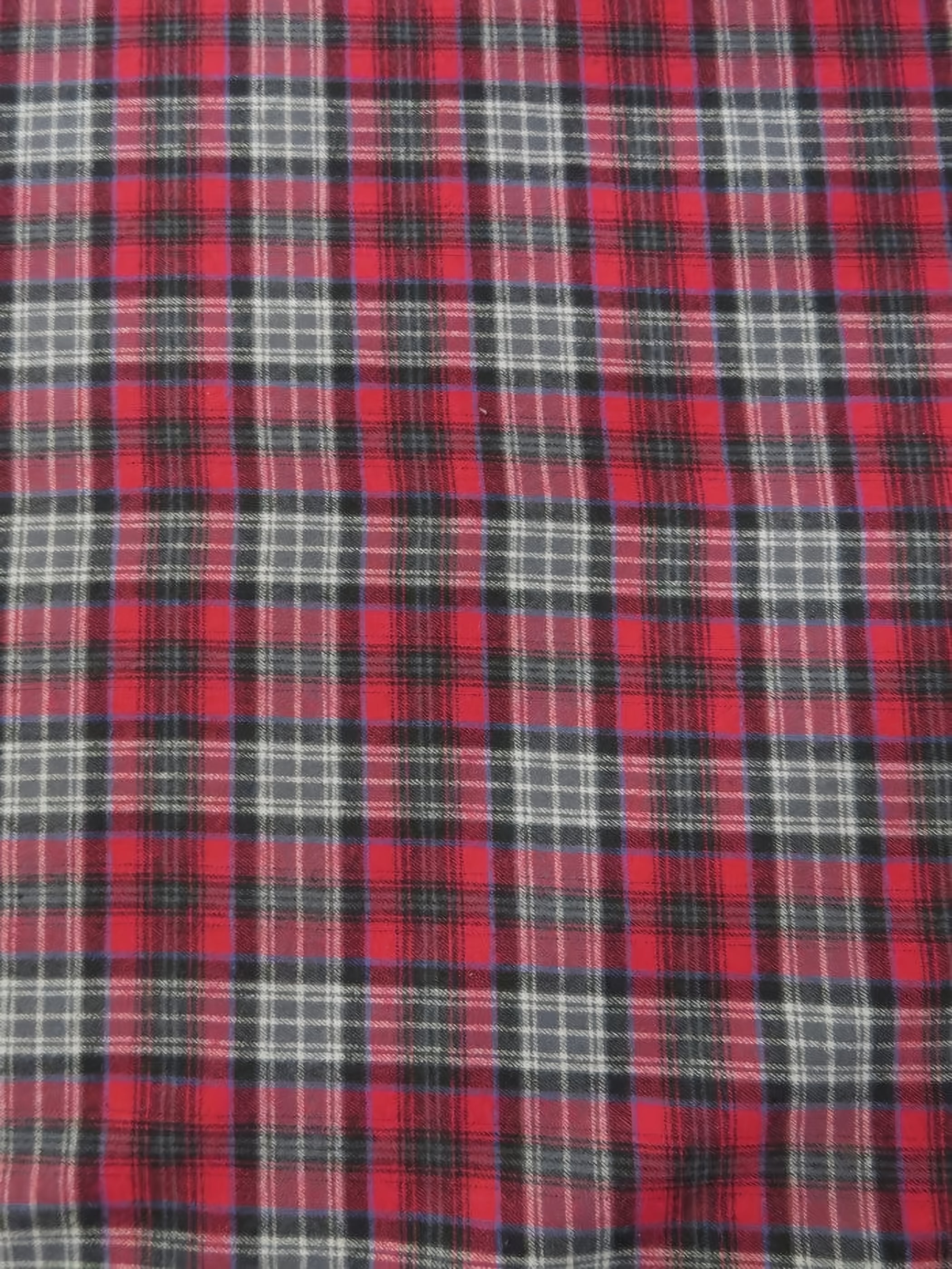 Tartan Plaid Uniform Apparel Flannel Fabric / Red/Gray