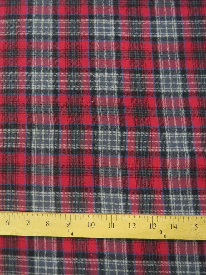 Tartan Plaid Uniform Apparel Flannel Fabric / Red/Gray
