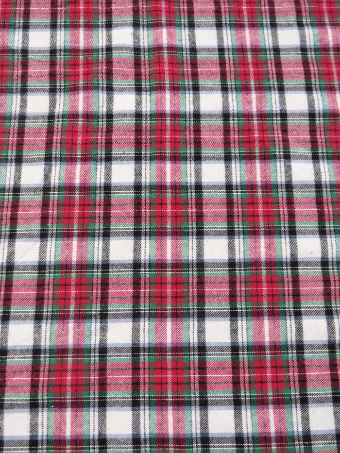 Tartan Plaid Uniform Apparel Flannel Fabric / White/Red