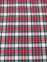 Tartan Plaid Uniform Apparel Flannel Fabric / White/Red