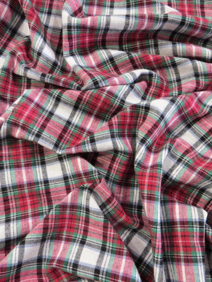 Tartan Plaid Uniform Apparel Flannel Fabric / White/Red - 0