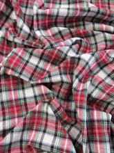 Tartan Plaid Uniform Apparel Flannel Fabric / White/Red