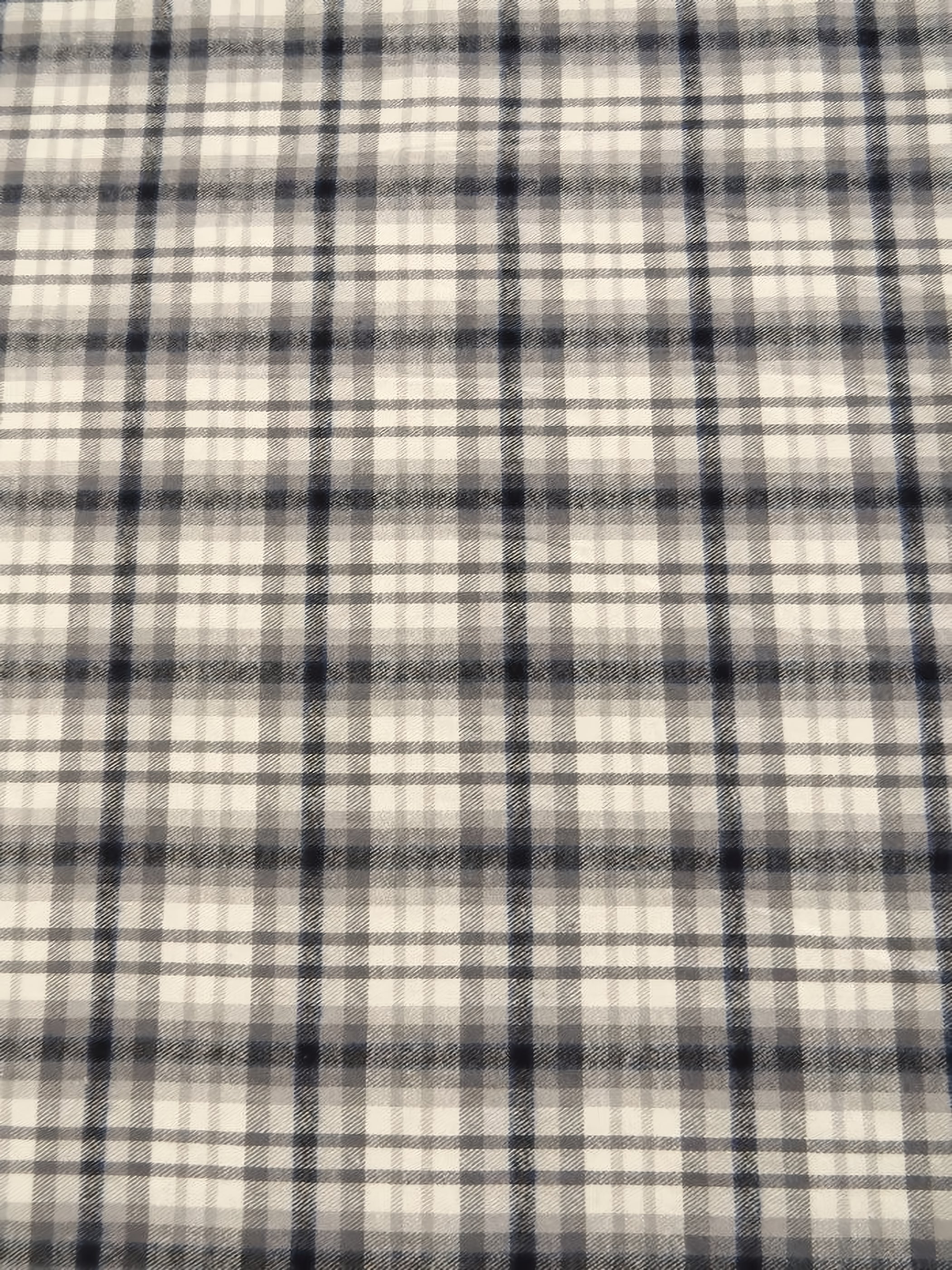 Tartan Plaid Uniform Apparel Flannel Fabric / Gray/Black / Sold By The Yard