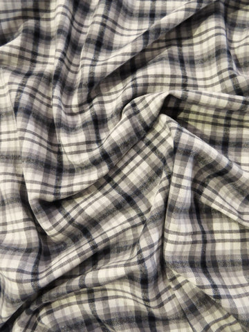 Tartan Plaid Uniform Apparel Flannel Fabric / Gray/Black / Sold By The Yard - 0