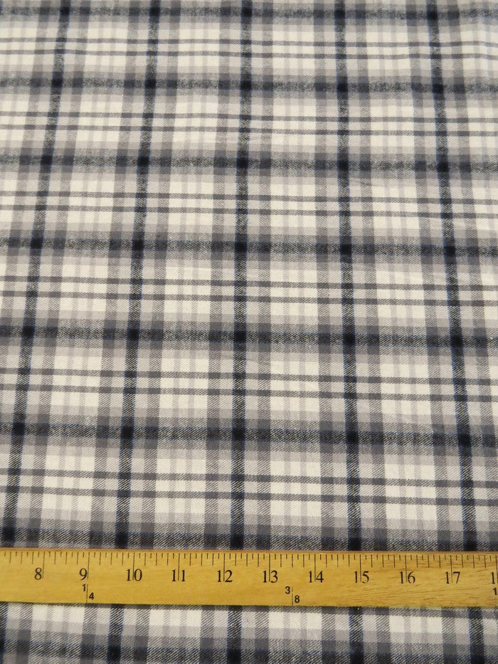 Tartan Plaid Uniform Apparel Flannel Fabric / Gray/Black / Sold By The Yard