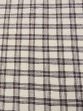 Tartan Plaid Uniform Apparel Flannel Fabric / Brown/Cream / Sold By The Yard
