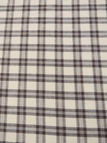 Tartan Plaid Uniform Apparel Flannel Fabric / Brown/Cream / Sold By The Yard