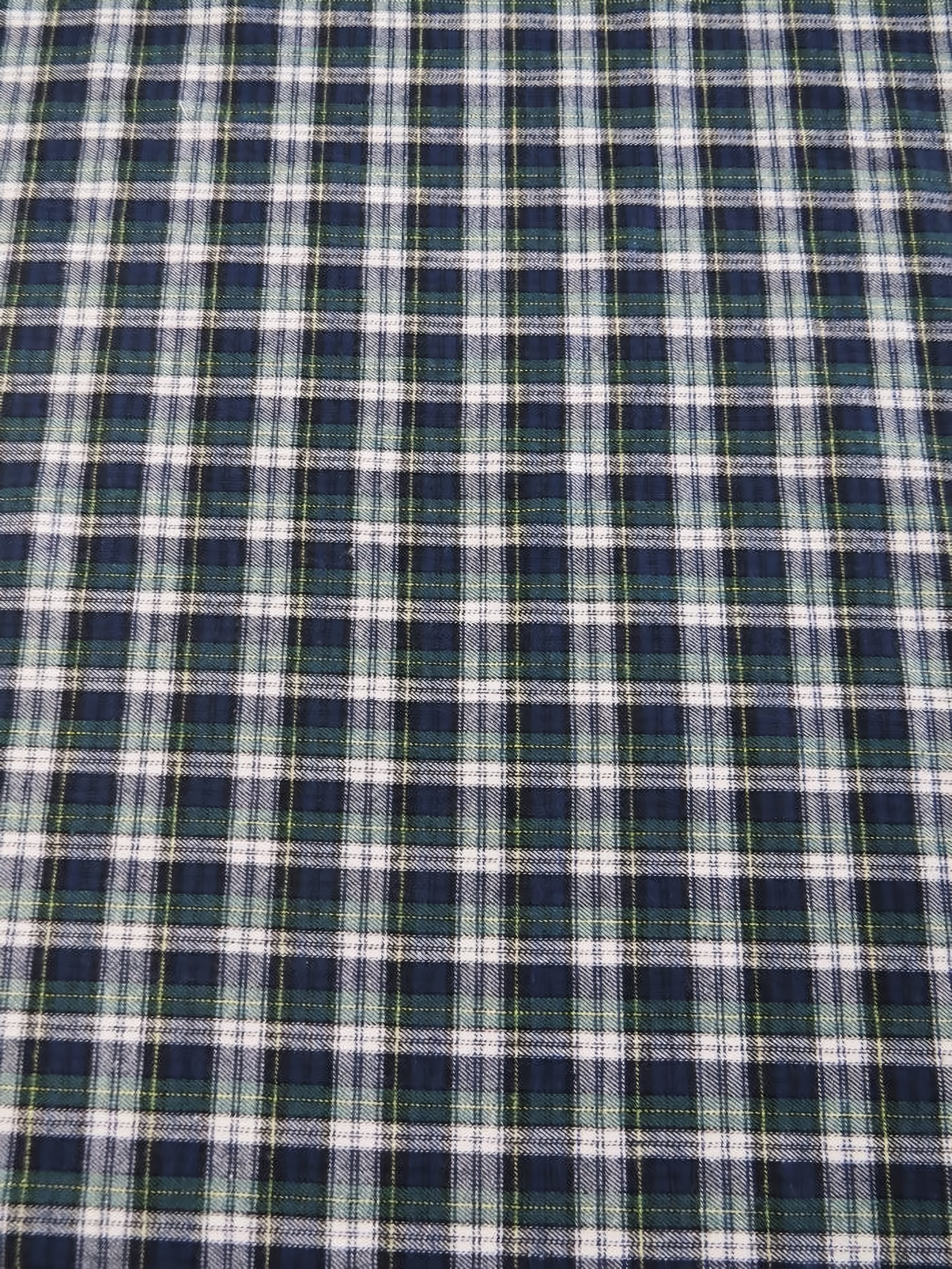 Tartan Plaid Uniform Apparel Flannel Fabric / Navy/Green / Sold By The Yard