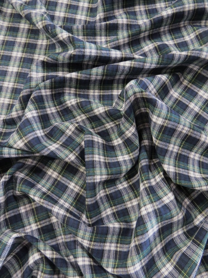 Tartan Plaid Uniform Apparel Flannel Fabric / Navy/Green / Sold By The Yard - 0