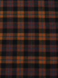 Tartan Plaid Uniform Apparel Flannel Fabric / Orange/Black / Sold By The Yard
