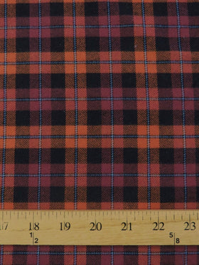 Tartan Plaid Uniform Apparel Flannel Fabric / Orange/Black / Sold By The Yard - 0