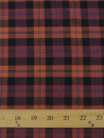 Tartan Plaid Uniform Apparel Flannel Fabric / Orange/Black / Sold By The Yard - 0