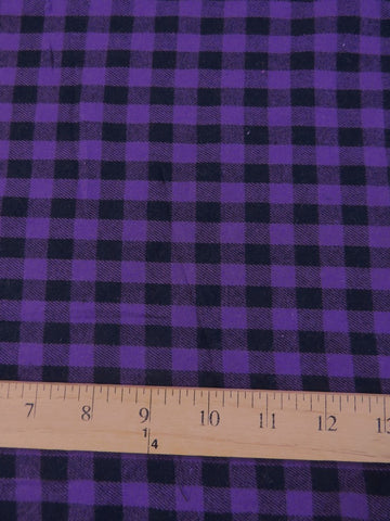 Tartan Plaid Uniform Apparel Flannel Fabric / Mini Buffalo Purple/Black / Sold By The Yard - 0
