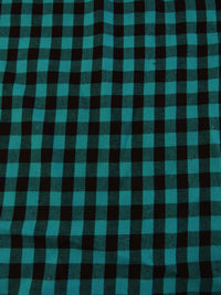 Tartan Plaid Uniform Apparel Flannel Fabric / Mini Buffalo Turquoise/Black / Sold By The Yard