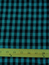 Tartan Plaid Uniform Apparel Flannel Fabric / Mini Buffalo Turquoise/Black / Sold By The Yard