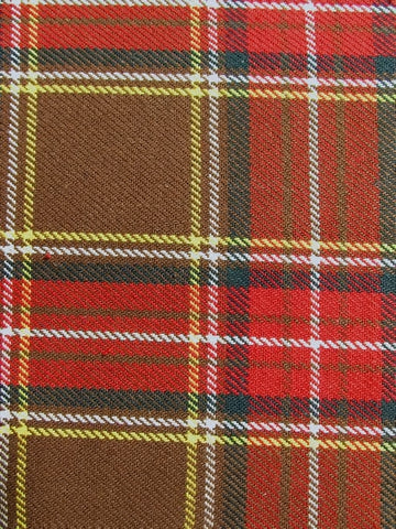 Tartan Plaid Japan Yoshiwa Twill Cotton Fabric / Brown/Red / Sold By The Yard